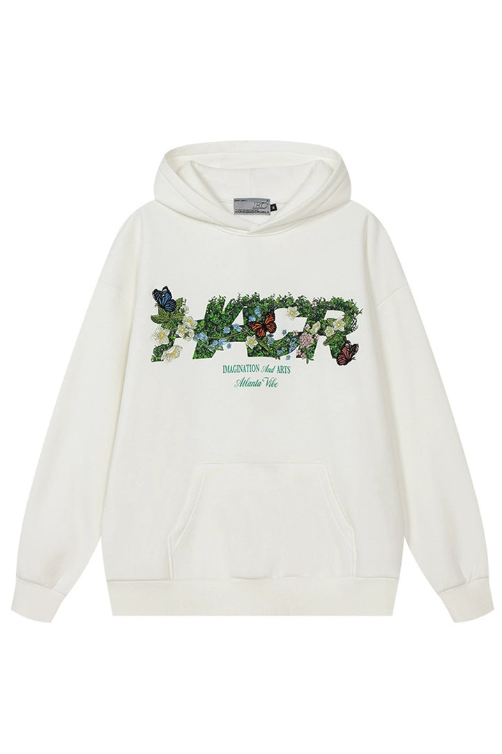 Butterfly Logo Loose Fleece Hoodie