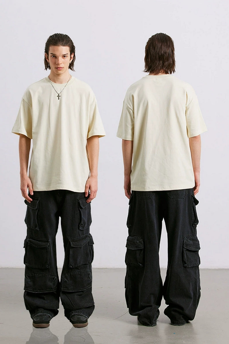 Black Washed Cargo Work Pants