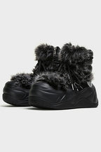 Black Faux-Fur Snow Boots