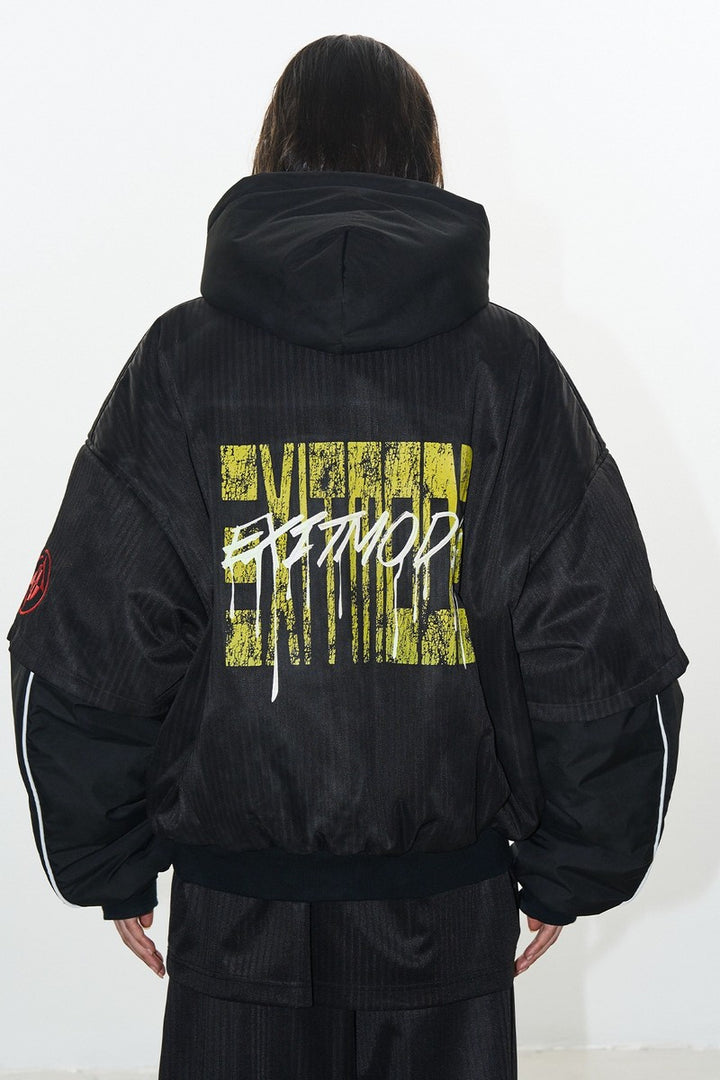 Layered Badge Hoodie Jacket