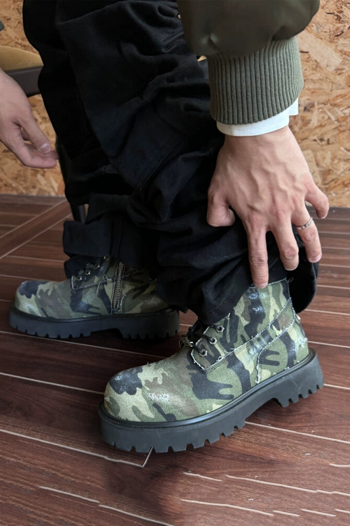 Camo Distressed Work Boots