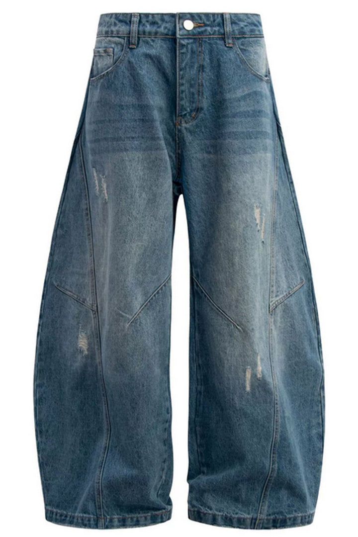 Vintage Washed Distressed Curved Jeans