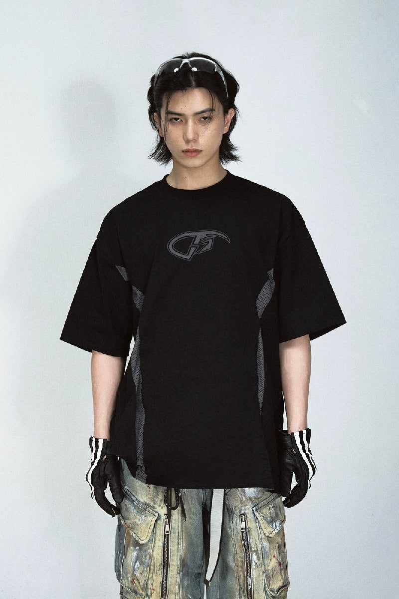 Mesh Patchwork Vintage Loose T-Shirt