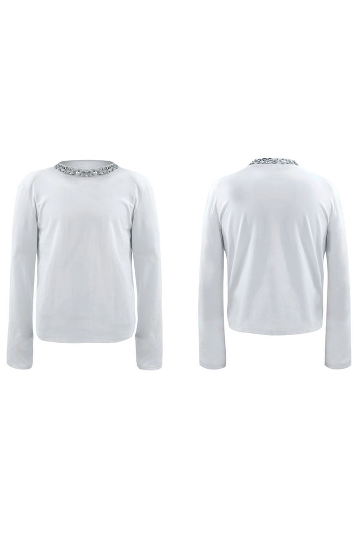 Rhinestone Crewneck Long Sleeve Tee