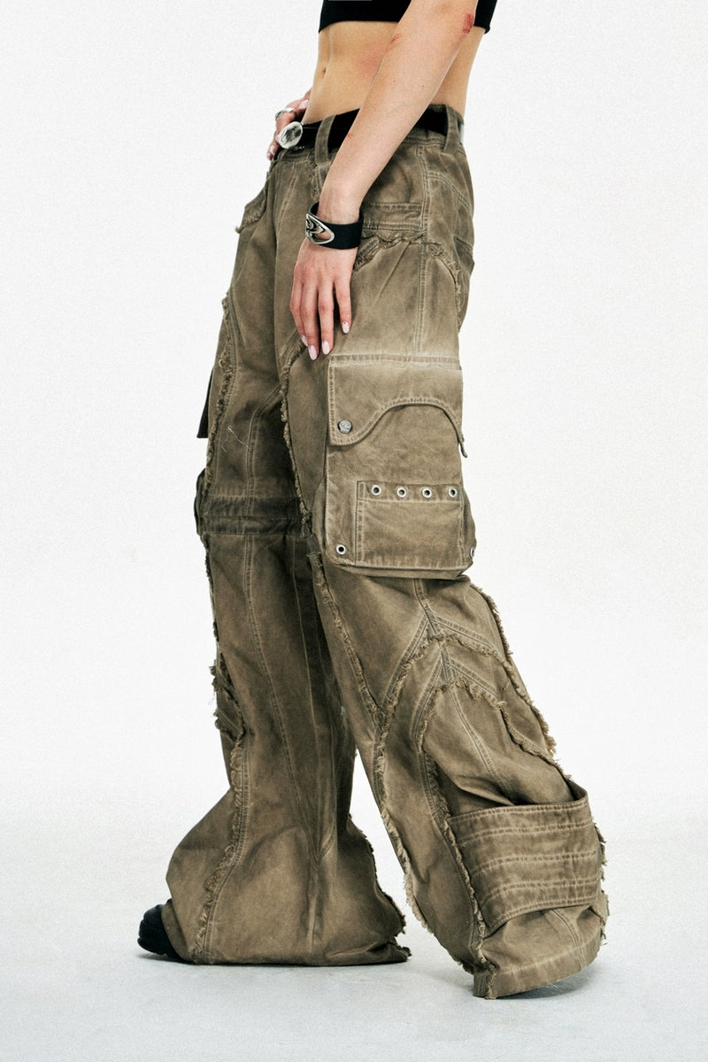 Detachable Distressed Structured Pants