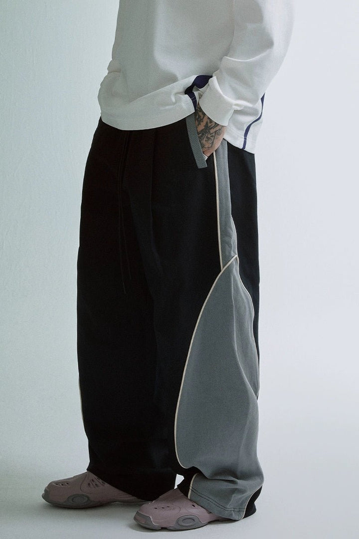 Colorblock Knit Wide-Leg Pants