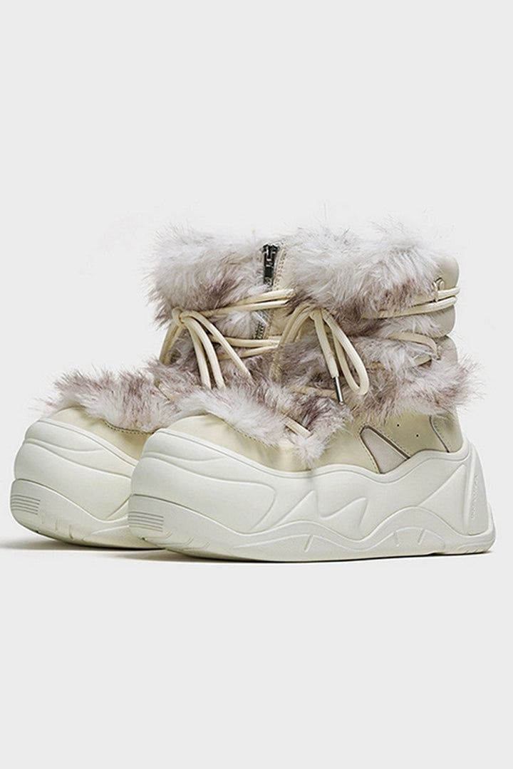 Beige Faux-Fur Snow Boots