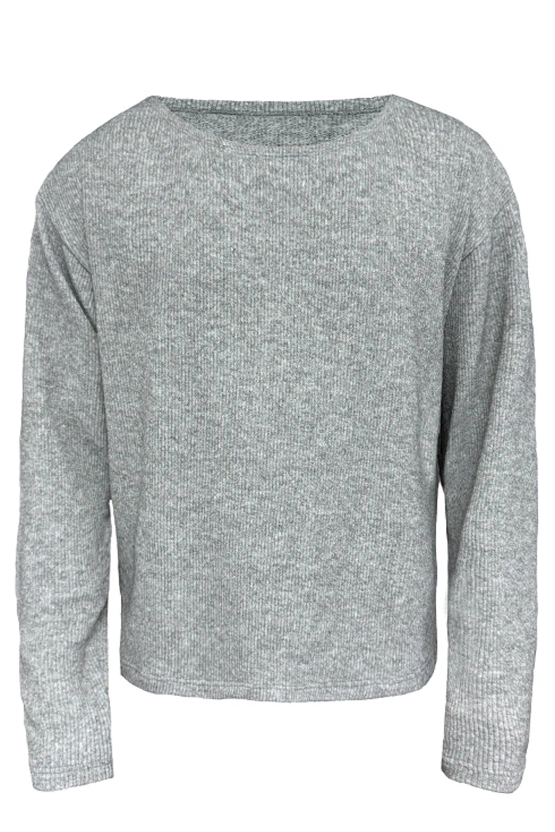 Ribbed Boat Neck Long Sleeve