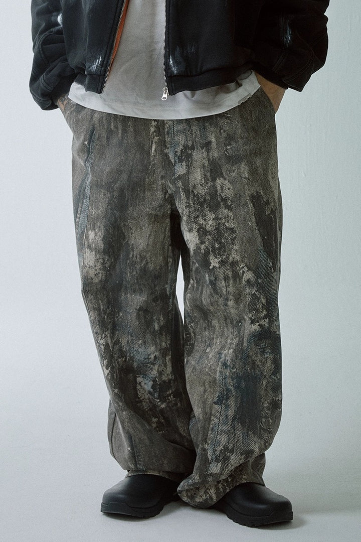 Paint-Splatter Vintage Washed Jeans