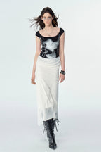 Layered Effect Print Dress