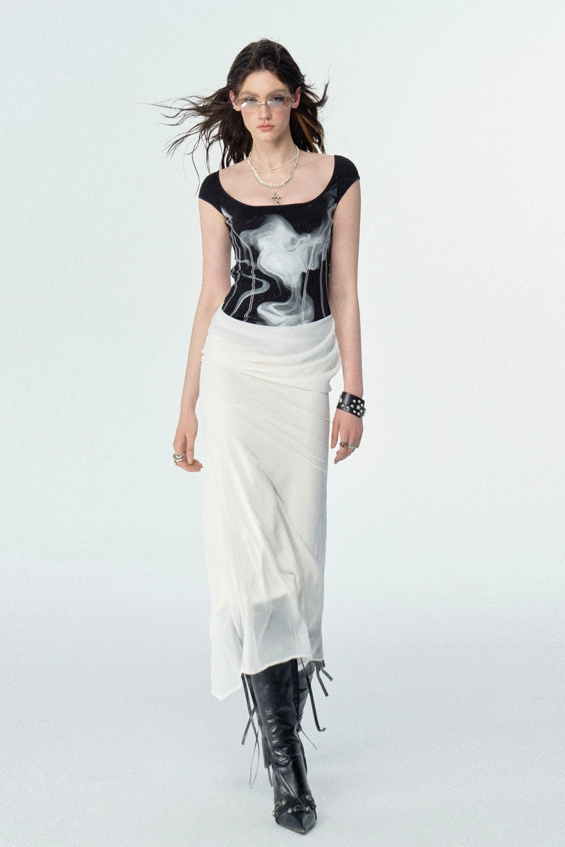 Layered Effect Print Dress