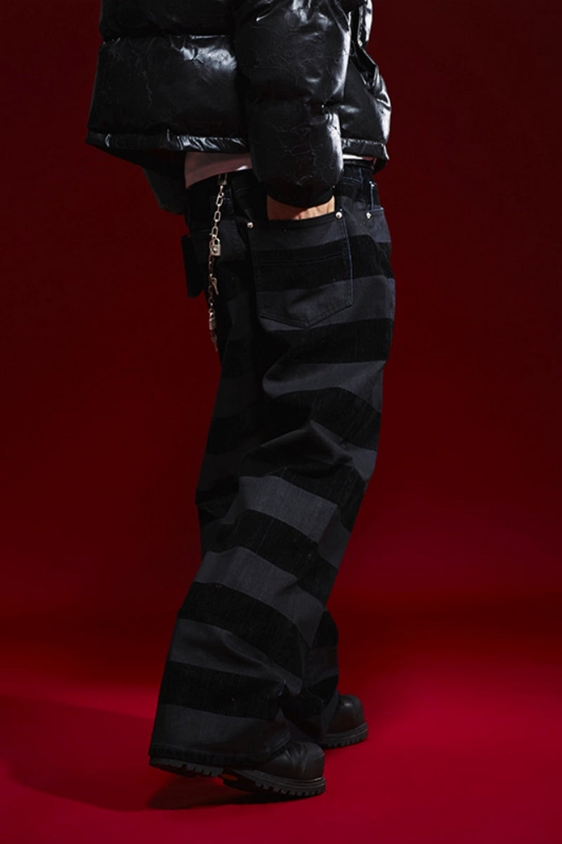 Striped Straight-Leg Jeans