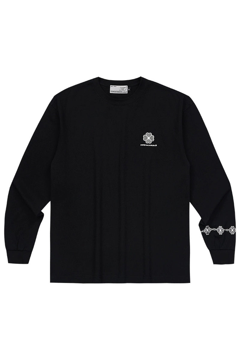 Clover Embroidery Long Sleeve Tee