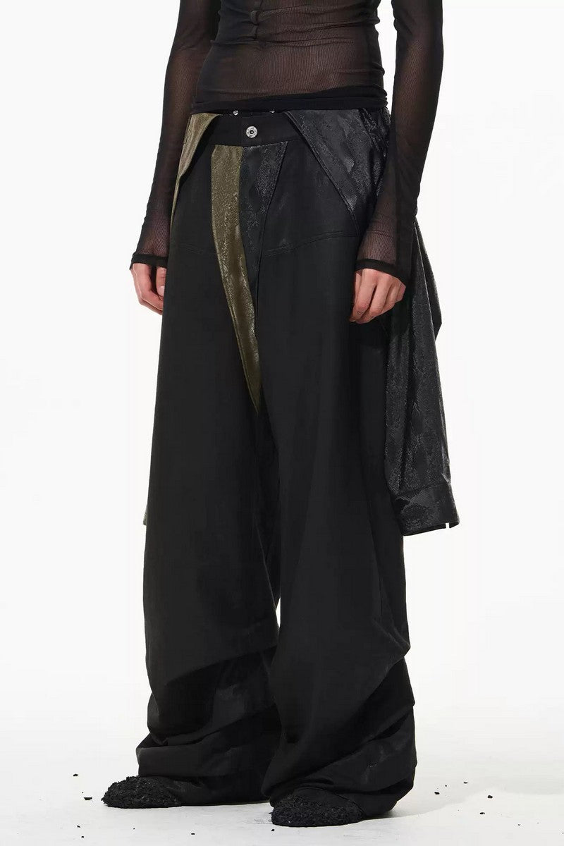 Colorblock Layered Loose Pants