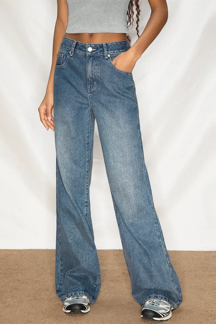 Wide-Leg Vintage Denim Pants