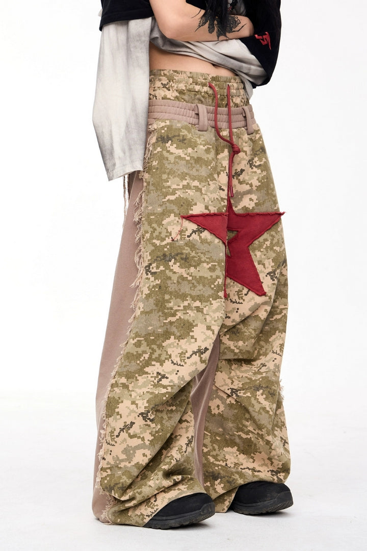 Double Waist Camo Wide Pants