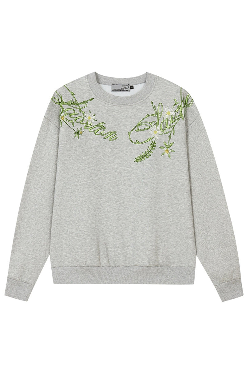 Plant Motif Crewneck Sweatshirt