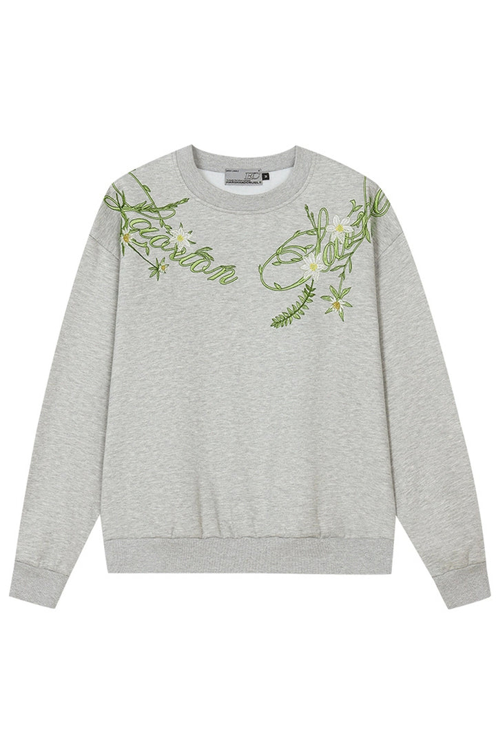 Plant Motif Crewneck Sweatshirt