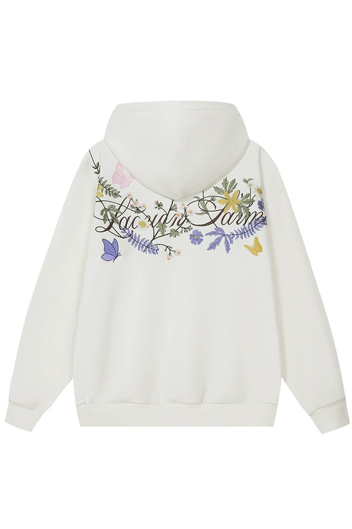 Colorful Floral Embroidery Pullover Hoodie