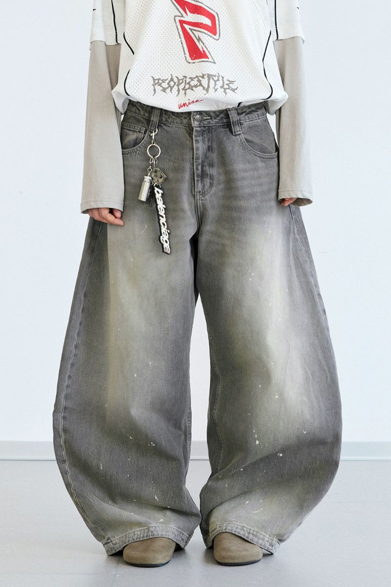 Splatter Washed Wide Jeans