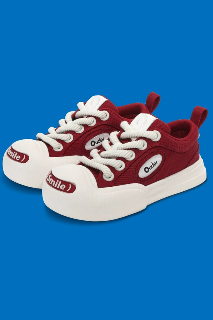 Red Canvas Chunky Sneakers