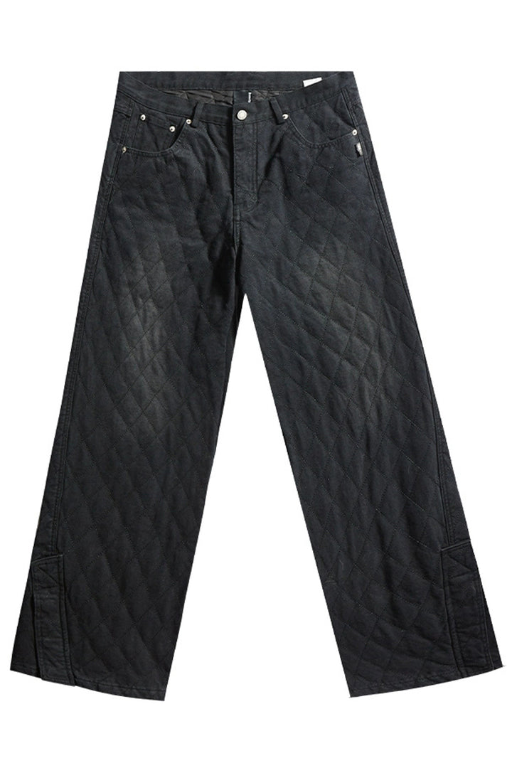 Mesh Panel Straight-Leg Denim