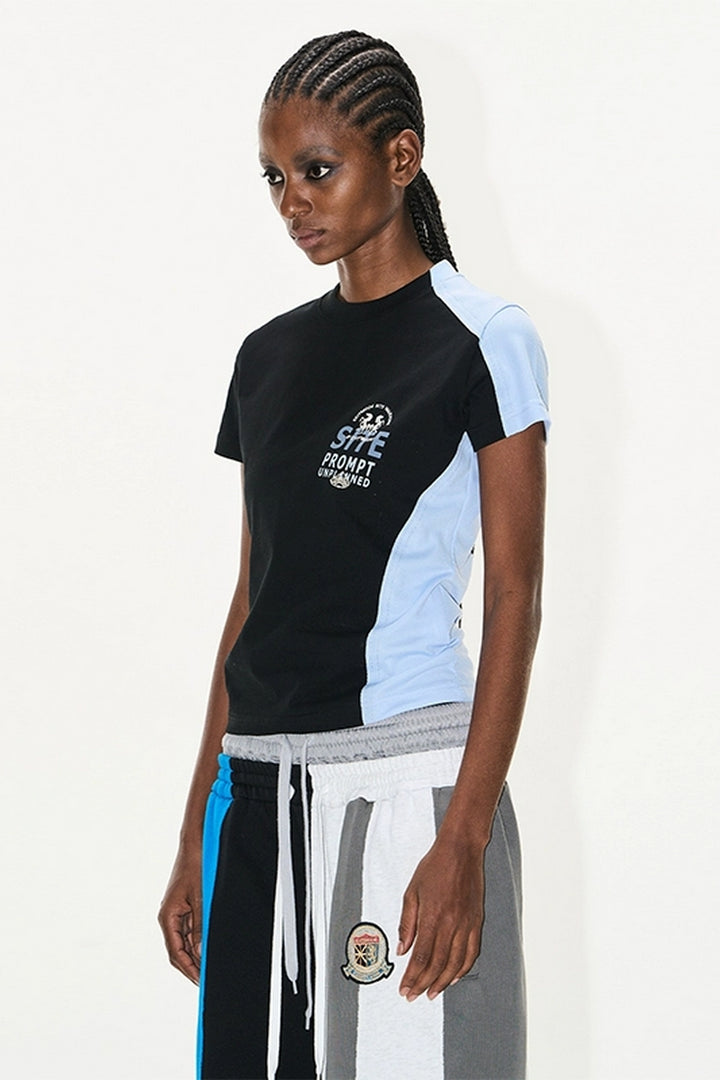 Raw Edge Contrast Stitch Sports Tee