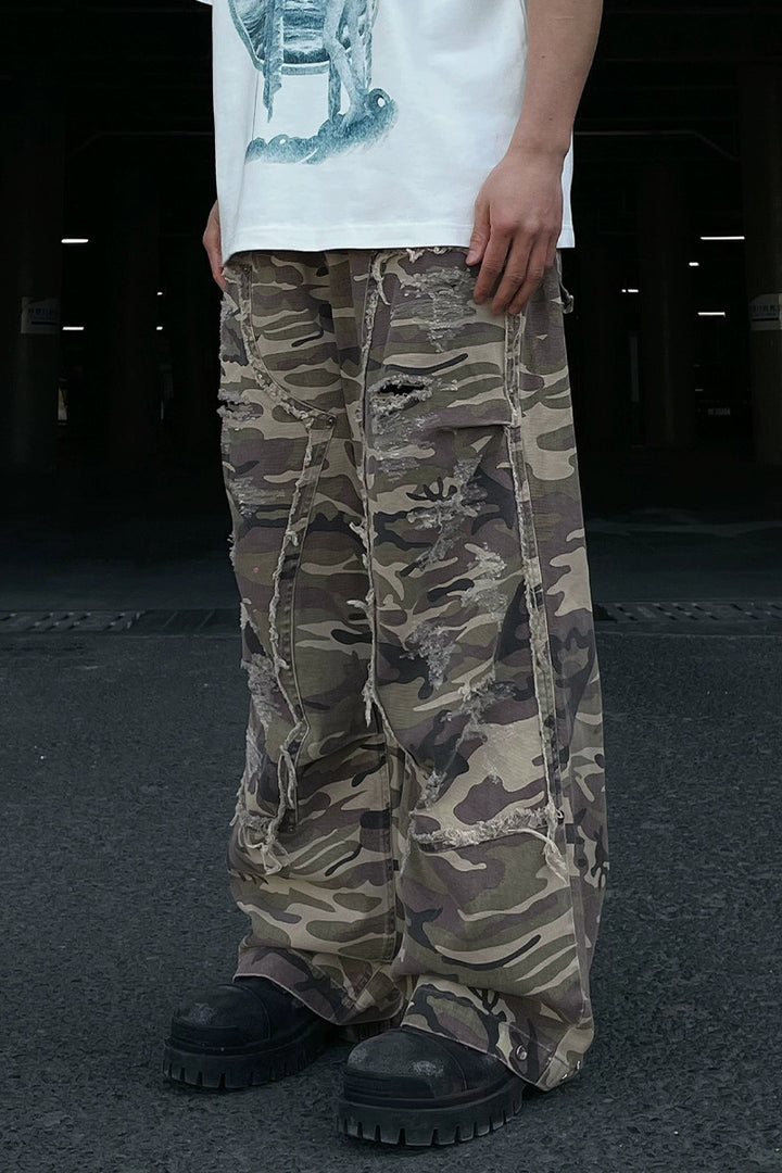 Distressed Camo Workwear Pants