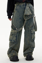 Vintage Denim Patchwork Overalls