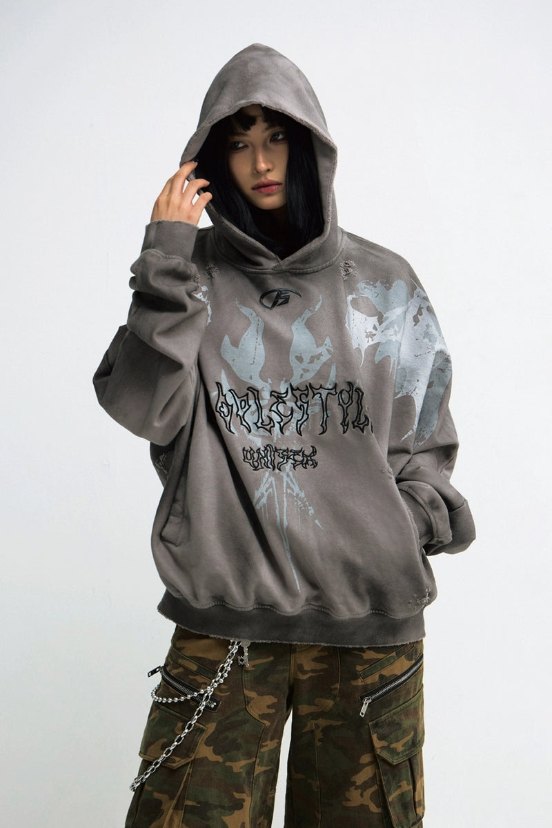 Dirty Wash Embroidered Hoodie – Copping Zone