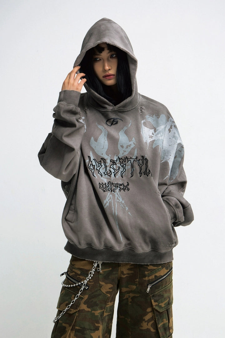 Dirty Wash Embroidered Hoodie