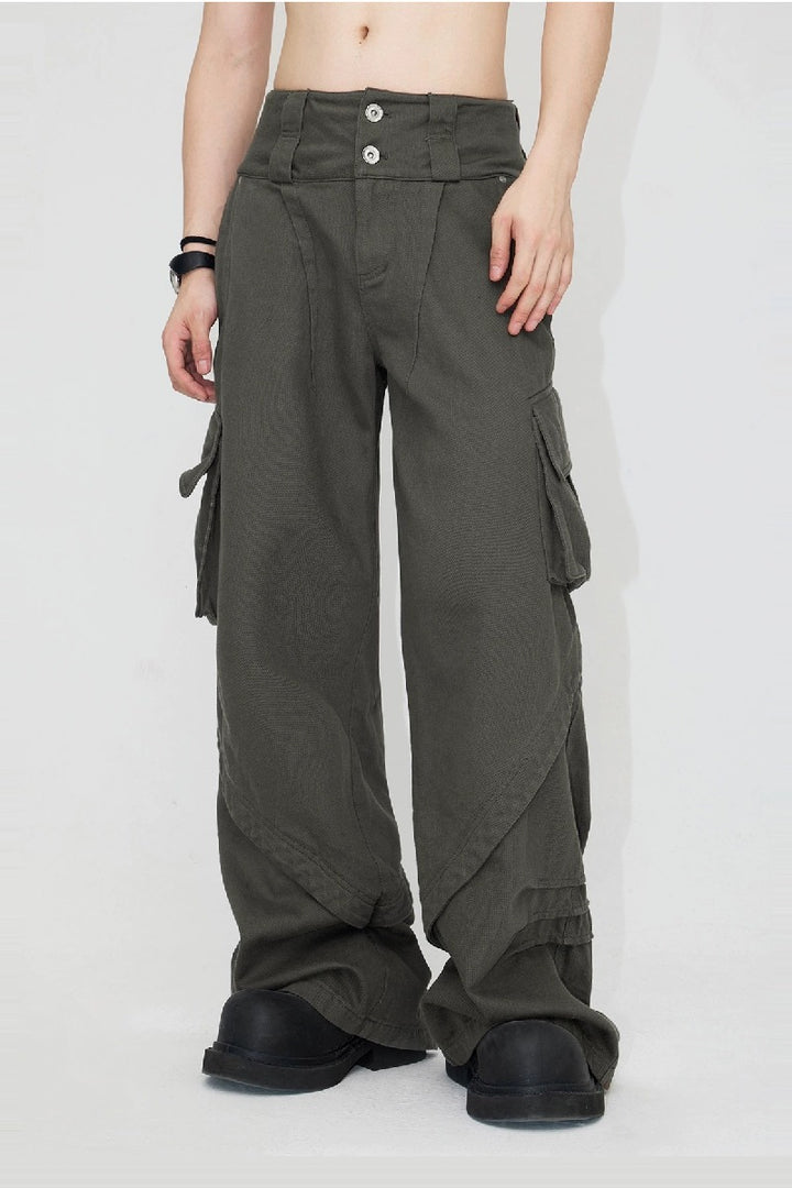 Double Waist Stacked Cargo Pants