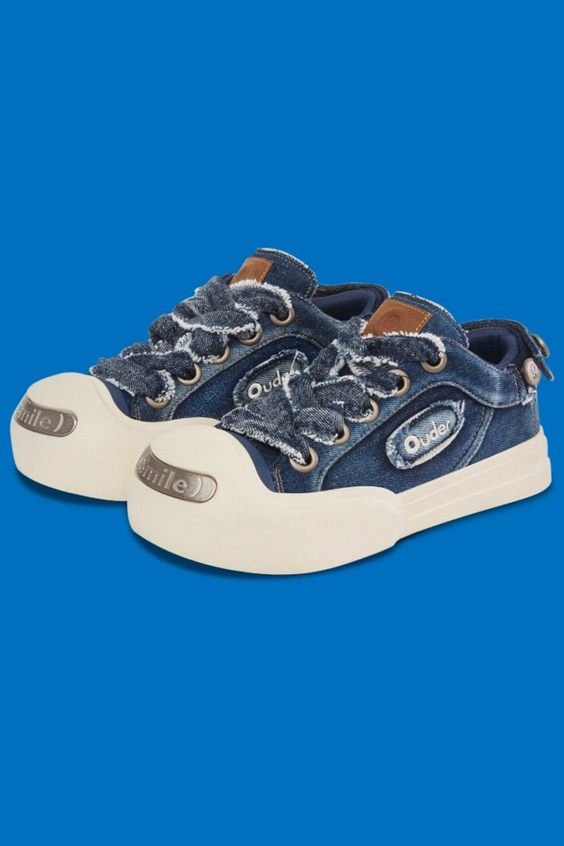 Blue Canvas Chunky Sneakers