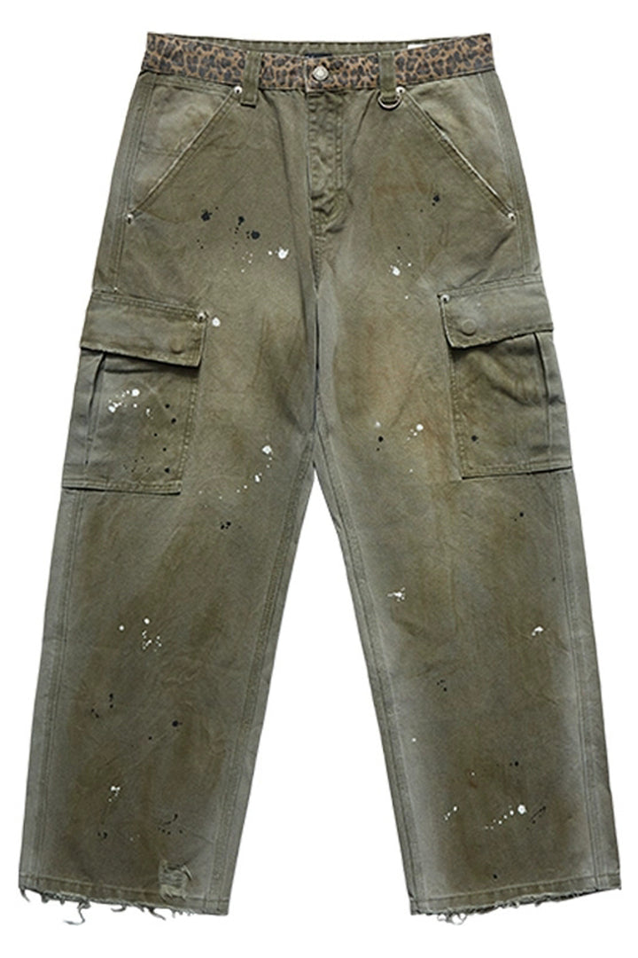 Paint-Splatter Washed Cargo Pants