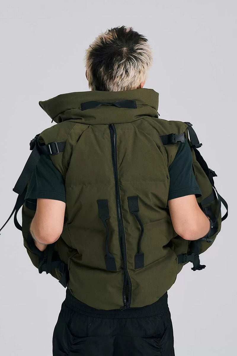 Convertible Military Green Puffer Vest