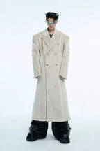 Double-Breasted Wool Blend Overcoat