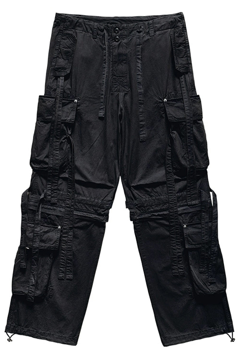 Strap Detail Wide Leg Cargo Pants