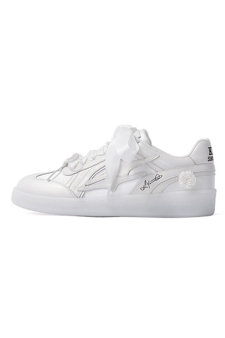 White Unisex Retro Low Top Sneakers