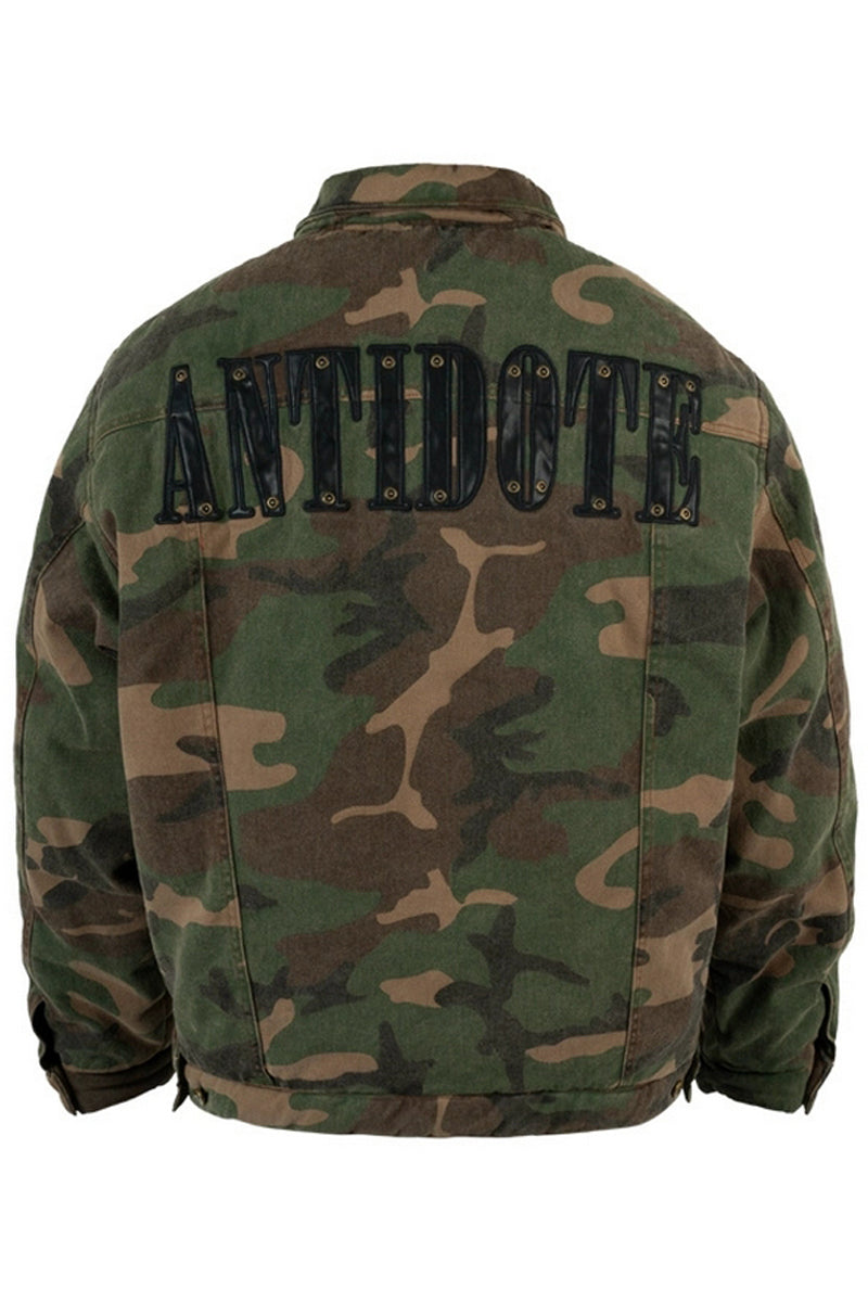 Studded Camo Padded Jacket