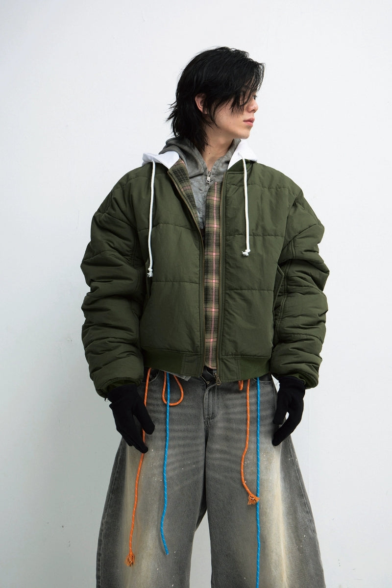 Plaid Reversible Hooded Jacket