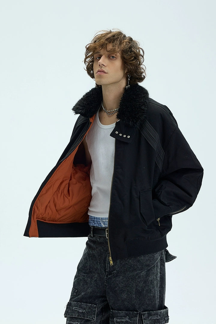 Detachable Fur Collar Padded Bomber