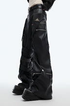 Punk Multi-Strap Metal Detail Leather Pants