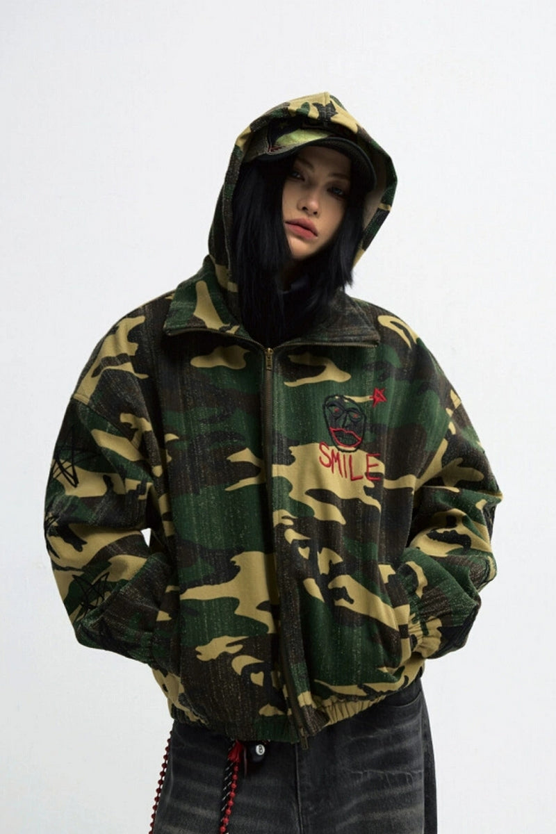 Punk Camo Scratched Hoodie