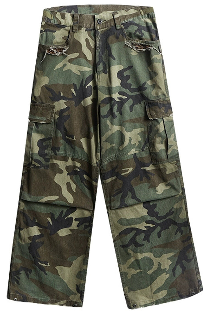 Patchwork Animal Print Cargo Pants