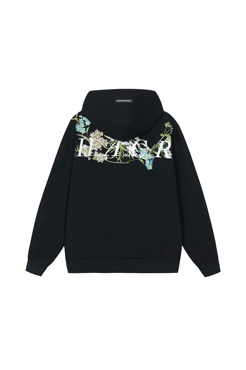 Floral Embroidered Oversized Hoodie