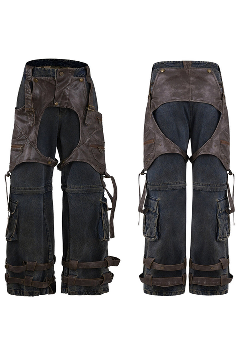 Detachable Patchwork Vintage Jeans