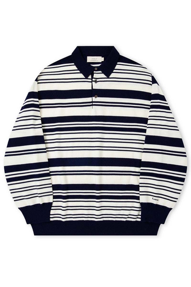 Striped Knit Polo Shirt