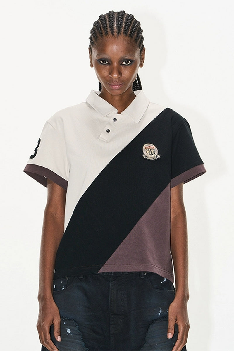 Tri-Color Patchwork Cropped Tee