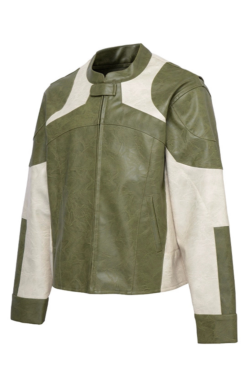 Patchwork Vintage Biker Leather Jacket