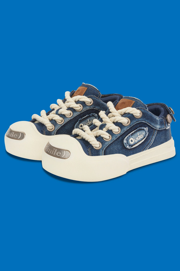 Blue Canvas Chunky Sneakers